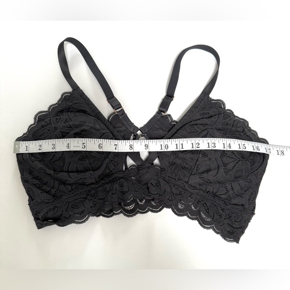 aerie Black Lace Strappy Bralette Pullon Removable Padded Adjustable Straps XL - Picture 7 of 7